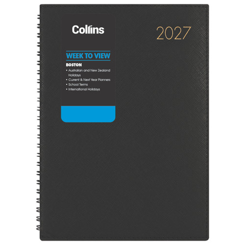 2027 COLLINS BOSTON A53 WEEK TO VIEW WIRO DIARY (BLACK)