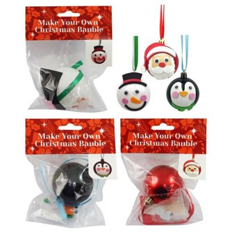 CRAFT XMAS BAUBLE MAKE YOUR OWN ASSORTED DESIGNS (PKT 1)