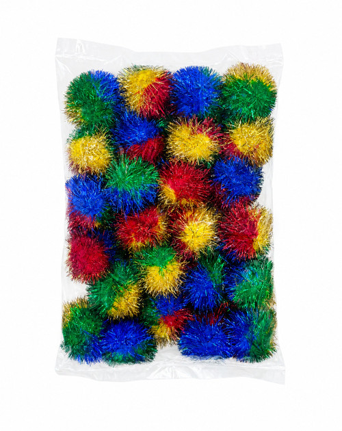 GLITTER 4 COLOUR POM POMS 25MM (PKT 25)