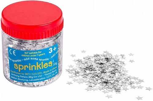 STAR SPRINKLES 50G JAR (SILVER)