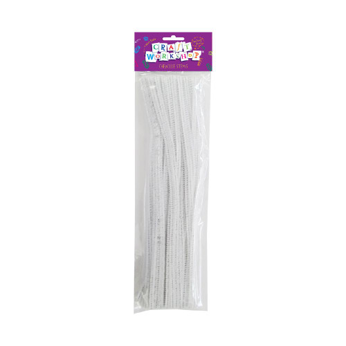 CHENILE PIPE CLEANERS WHITE, PKT 50