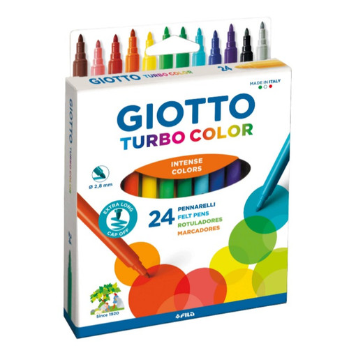 GIOTTO TURBO COLOUR FELT PENS, PKT 24