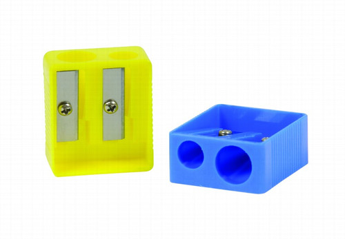 CLASSMASTER PLASTIC PENCIL SHARPENERS DOUBLE HOLE, TUB 25