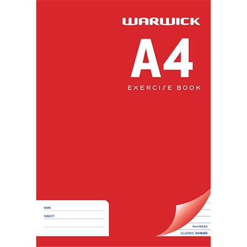 A4 8MM RULED WARWICK EXERCISE BOOK