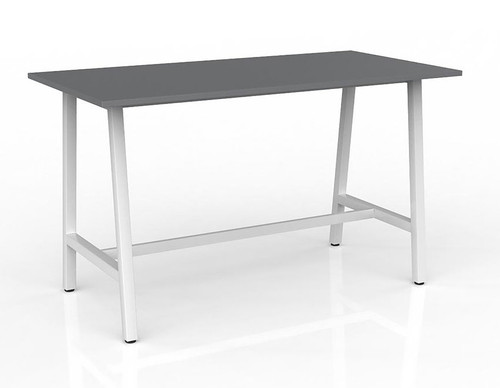 CUBIT BAR LEANER 1800 X 900MM - WHITE LEGS WITH SILVER TOP