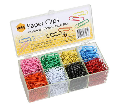 PAPER CLIPS BRIGHT ASSORTED, PK800