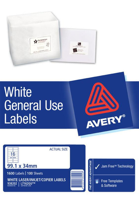 AVERY GENERAL USE LABELS L7162 16 LABELS/SHEET