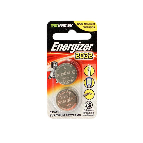 ENERGIZER CR2032 LITHIUM COIN BATTERY, PKT 2