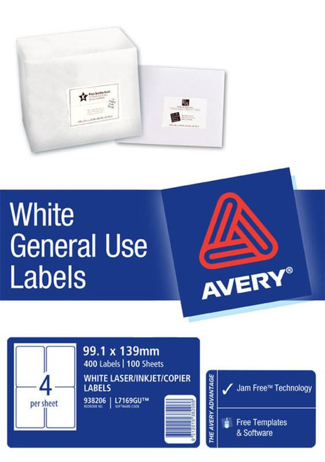 AVERY GENERAL USE LABELS L7169 4 LABELS/SHEET