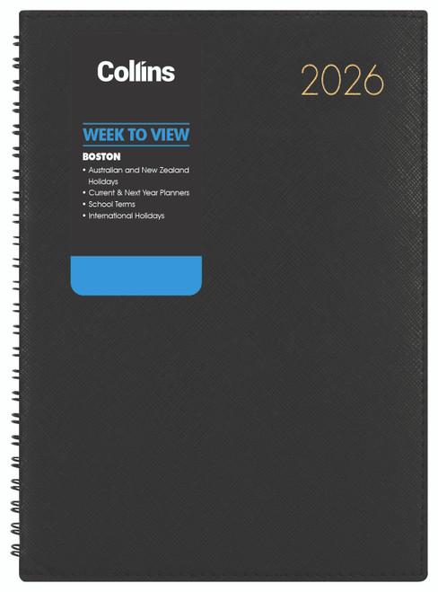2026 MILFORD BOSTON A53 WEEK TO VIEW WIRO DIARY (BLACK)