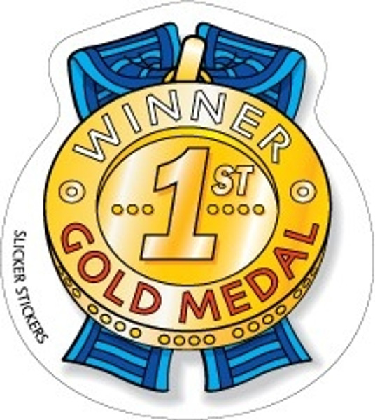 FIRST PLACE GOLD MEDAL STICKERS, PKT 80