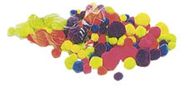 POMPOMS NEON ASST, PKT150