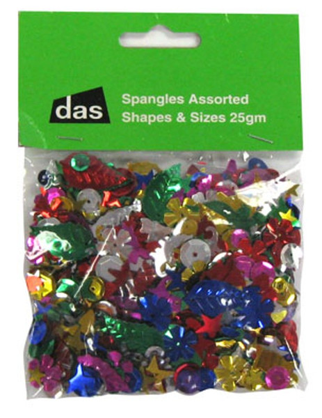 SPANGLES, ASSORTED, 25G PKT