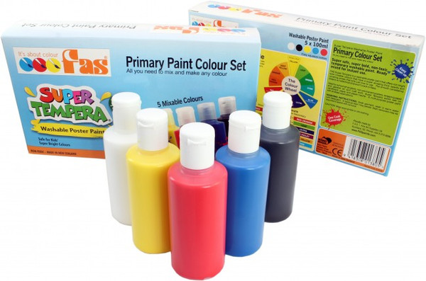 STUDENT TEMPERA PAINT (PRIMARY COLOURS), SET 5