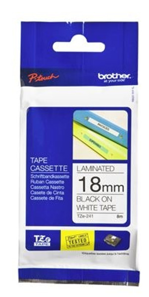 BROTHER TZ241 P-TOUCH TAPE 18MM BLACK ON WHITE