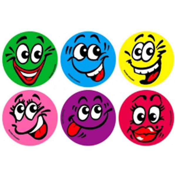 COLOURFUL SMILEY FACE STICKERS PKT 100