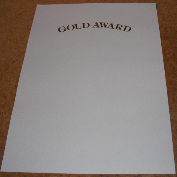 A4 GOLD AWARD WITH GOLD FOIL