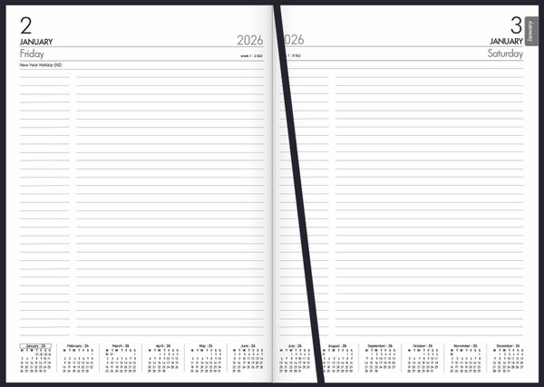 2026 A41 DAY PER PAGE DIARY (BLACK) 2026 A41 DAY PER PAGE DIARY (BLACK)