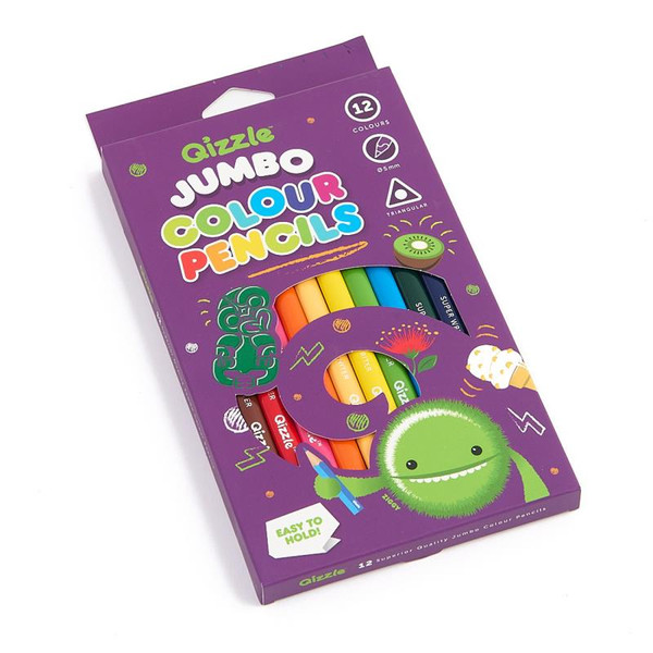 QIZZLE JUMBO COLOUR PENCILS, PKT 12