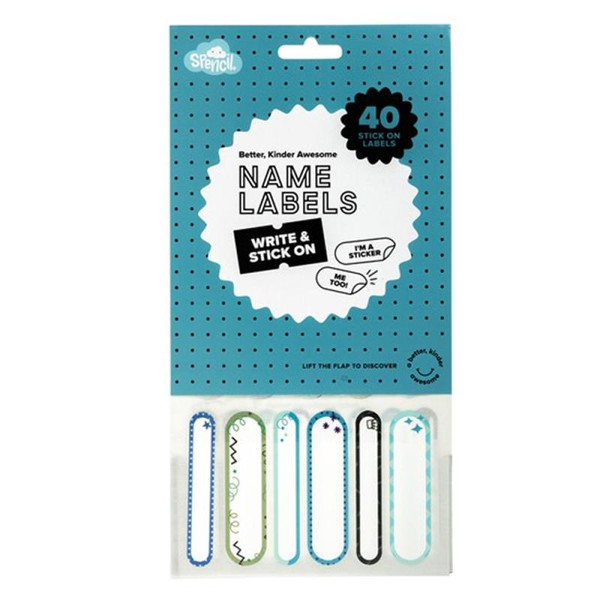 SPENCIL WRITE AND IRON ON NAME LABELS, PKT 40 (COOL BLUES)