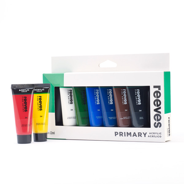 REEVES ACRYLIC PAINT PRIMARY 22ML, SET 8