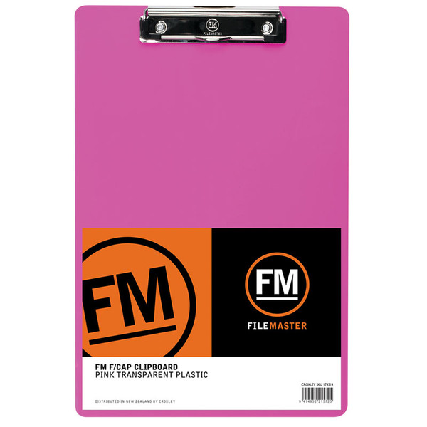 PLASTIC CLIPBOARD NEON PINK, FOOLSCAP