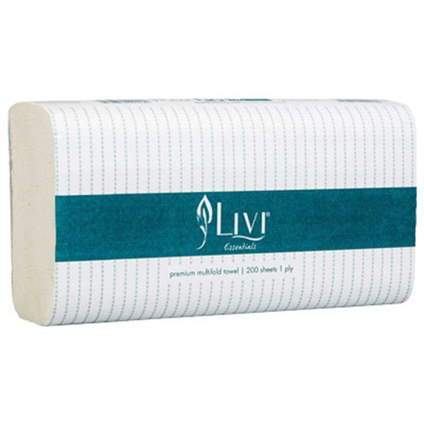 LIVI ESSENTIALS PREMIUM SLIMFOLD 1 PLY PAPER TOWELS, CTN 20