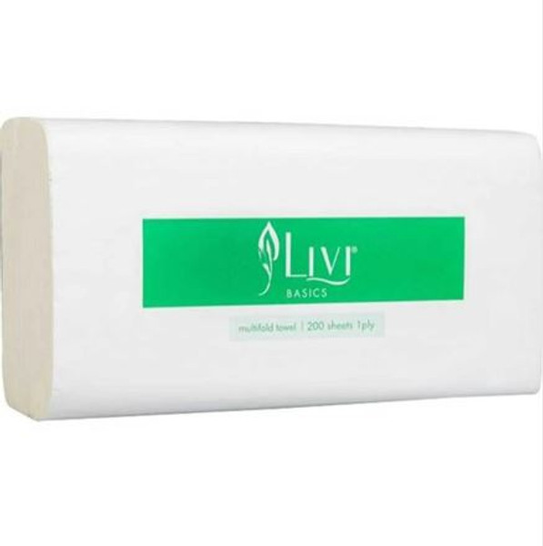 LIVI BASICS SLIMFOLD 1 PLY 200 SHEET PAPER TOWEL, CTN 20
