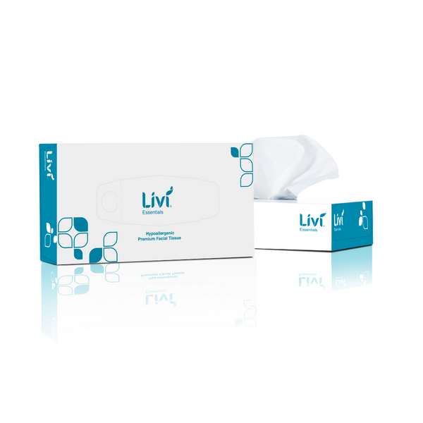 LIVI ESSENTIALS PREMIUM 2 PLY 100 SHEET FACIAL TISSUES, CTN 30