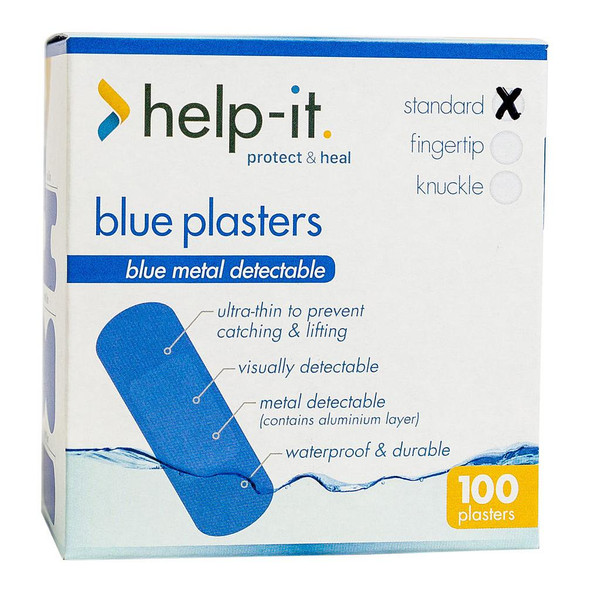 BLUE METAL DETECTABLE PLASTERS, BOX 100