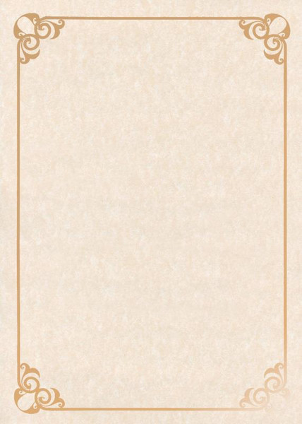 NATURAL PARCHMENT PAPER A4 WITH GOLD FOIL BORDER