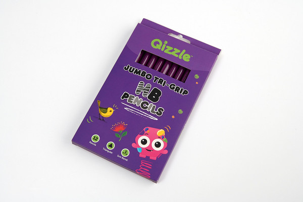 QIZZLE JUMBO TRI-GRIP HB PENCIL, PKT 12
