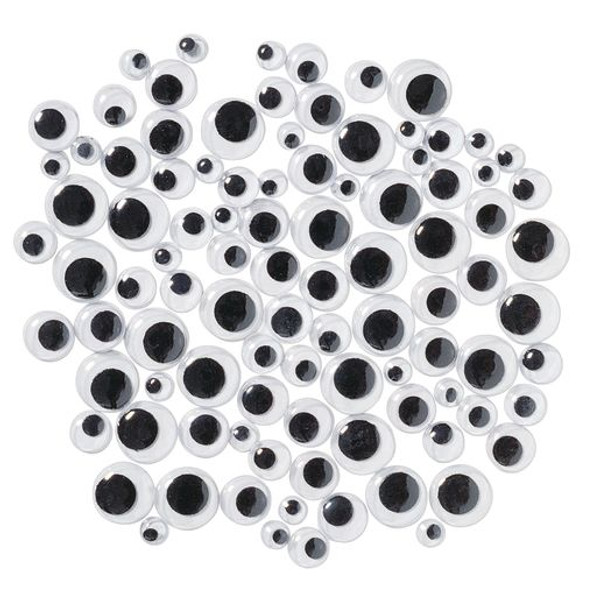 BLACK SELF-ADHESIVE WIGGLY EYES, PKT 100