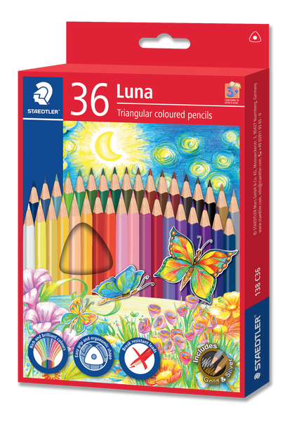 STAEDTLER LUNA TRIANGULAR COLOURED PENCILS, PKT 36