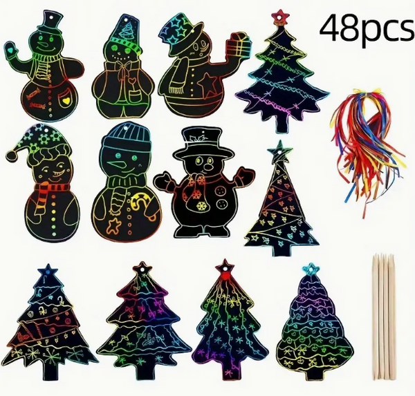 XMAS SCRATCH ART, ASSORTED (PKT 48) XMAS SCRATCH ART, ASSORTED (PKT 48)
