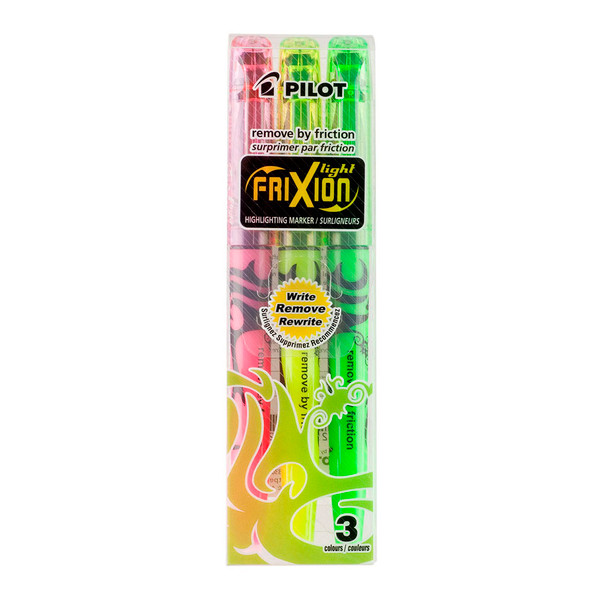 PILOT FRIXION ERASABLE HIGHLIGHTER, PKT 3 (ASSORTED)