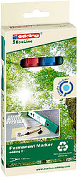 EDDING 21 ECOLINE PERMANENT MARKER, BULLET TIP (PKT 4)