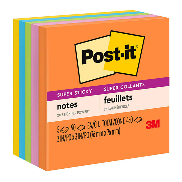 POST-IT SUPER STICKY NOTES 76MM X 76MM ENERGY