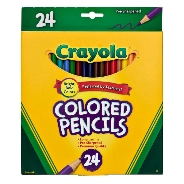 CRAYOLA COLORED PENCILS FULL SIZE, PKT 24