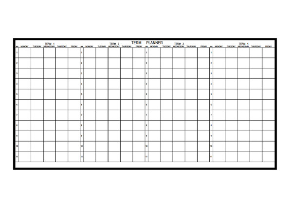 PRO-ETCH PORCELAIN WHITEBOARD SCHOOL TERM PLANNER 1200 X 2400MM PRO-ETCH PORCELAIN WHITEBOARD SCHOOL TERM PLANNER 1200 X 2400MM