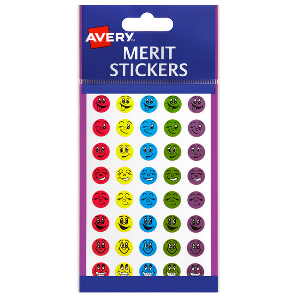 AVERY MERIT STICKERS MINI SMILEY FACES ROUND 13MM, PKT 800