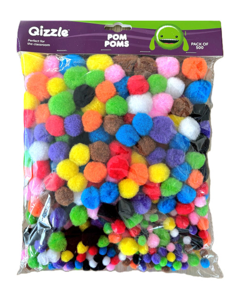 QIZZLE POM POMS ASSORTED, PKT 500