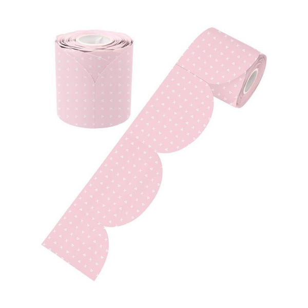 PINK PATTERNED ROLLED SCALLOPED BORDER 15.2M