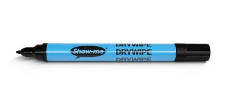 SHOW-ME FINE TIP WHITEBOARD MARKERS - BLACK (BOX 10)