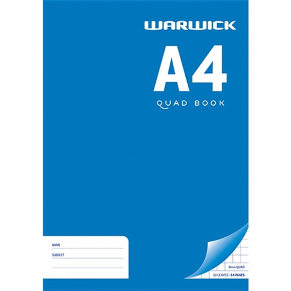A4 8MM QUAD WARWICK EXERCISE BOOK