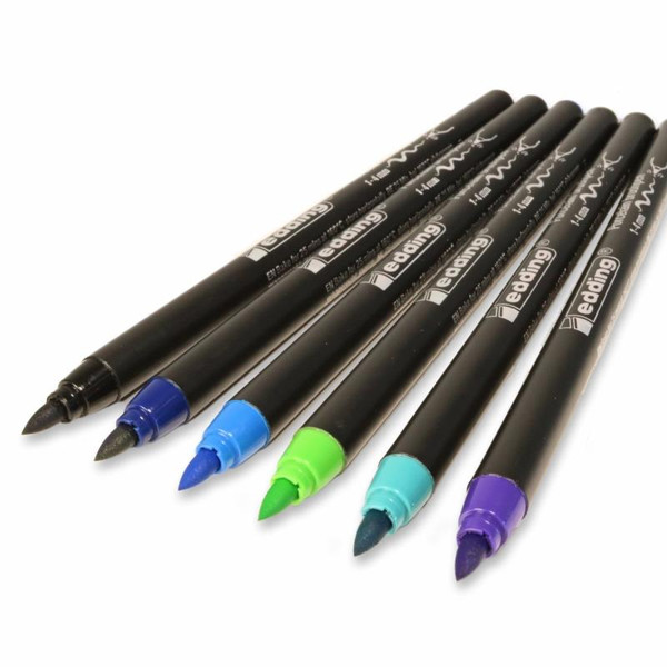 EDDING 4200 PORCELAIN BRUSH PEN (COOL COLOURS), SET 6