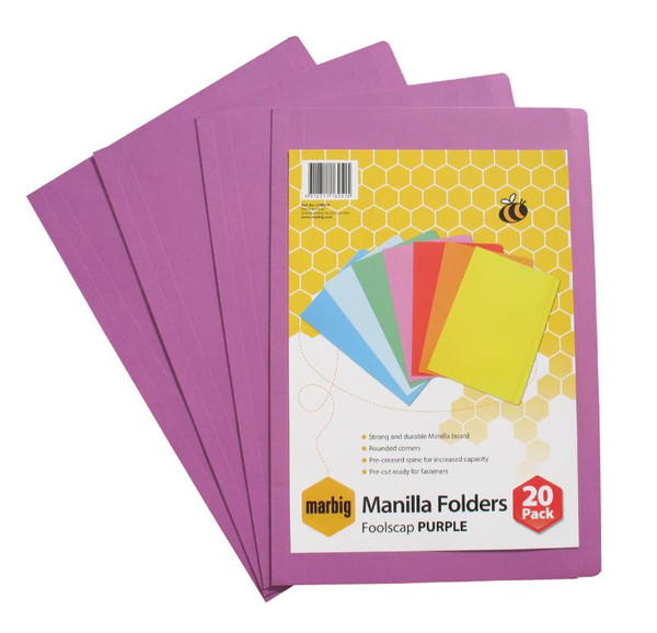 COLOURED FILE FOLDERS (PURPLE), PKT 20