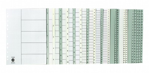 A4 POLYPROPYLENE NUMERICAL INDICES, 1-12 TAB (GREY)