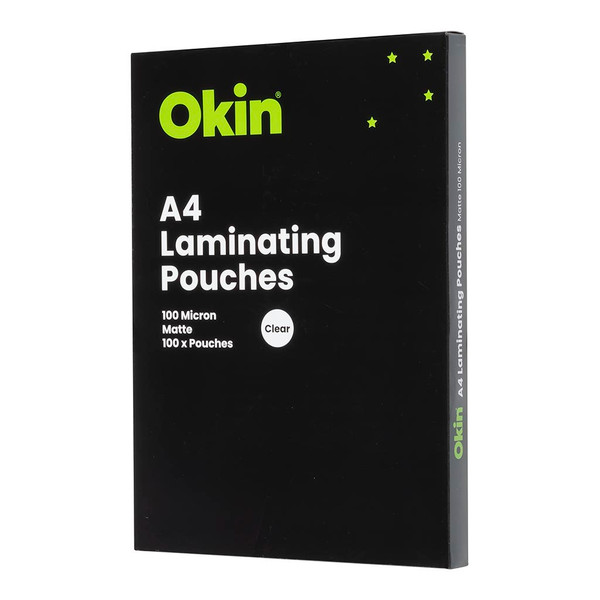 OKIN LAMINATING POUCHES A4 MATTE PKT 100 OKIN LAMINATING POUCHES A4 MATTE PKT 100