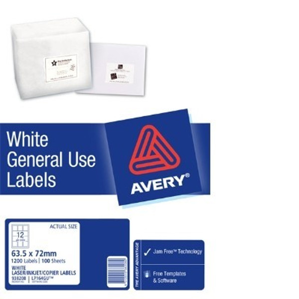 AVERY GENERAL USE LABELS L7164 12 LABELS/SHEET